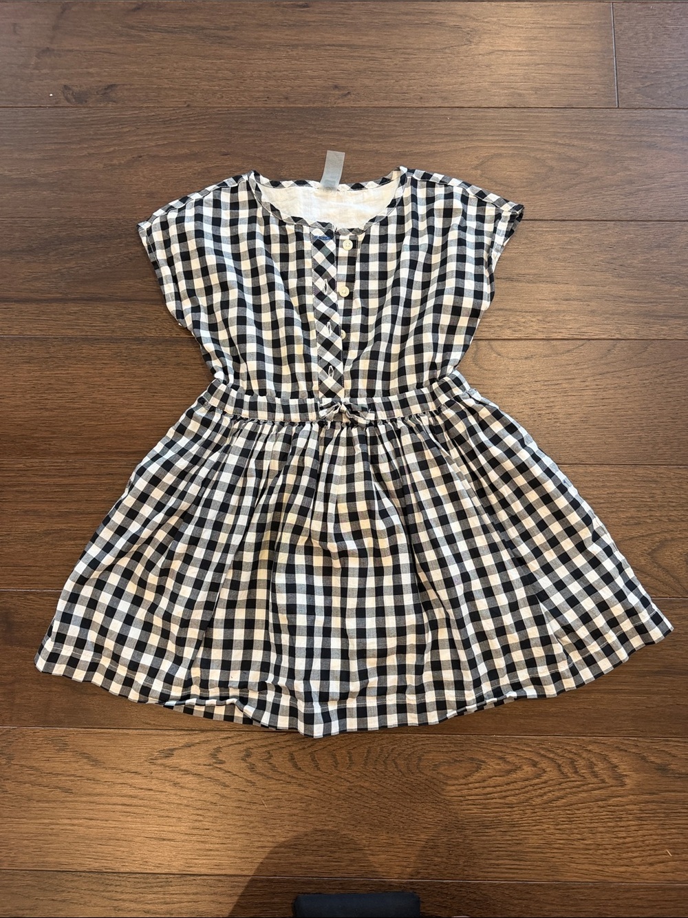 Primary Toddler Black and White Gingham Short-Sleeve Dress Size 4/5 - C35-051